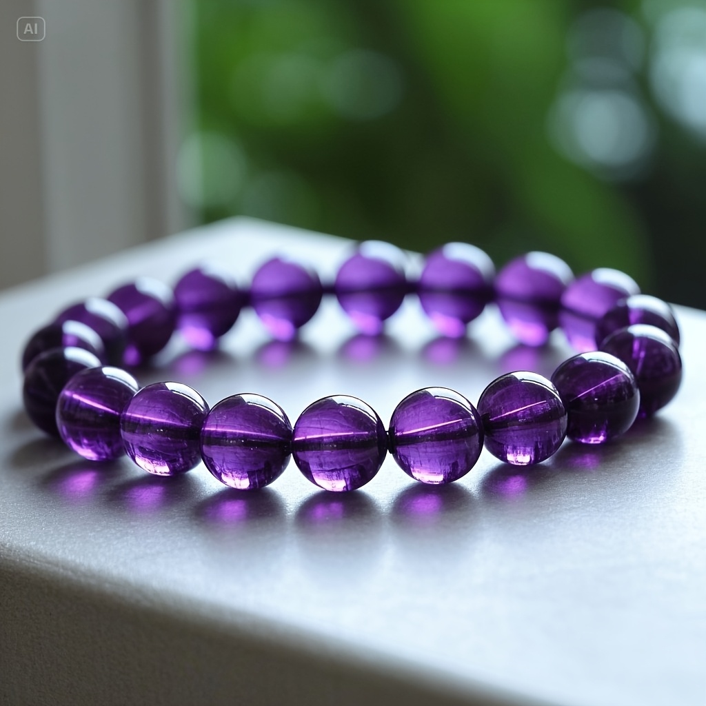 Natural Amethyst Bracelet 10mm Beads